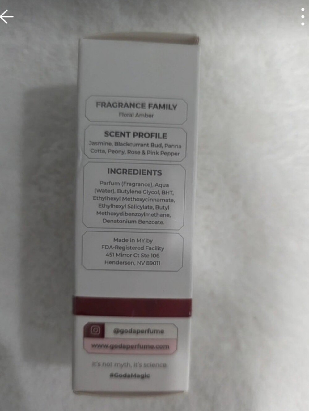 GODA The Sense of Seduction For Her - White and Burgundy Perfume - Picture 2 of 5
